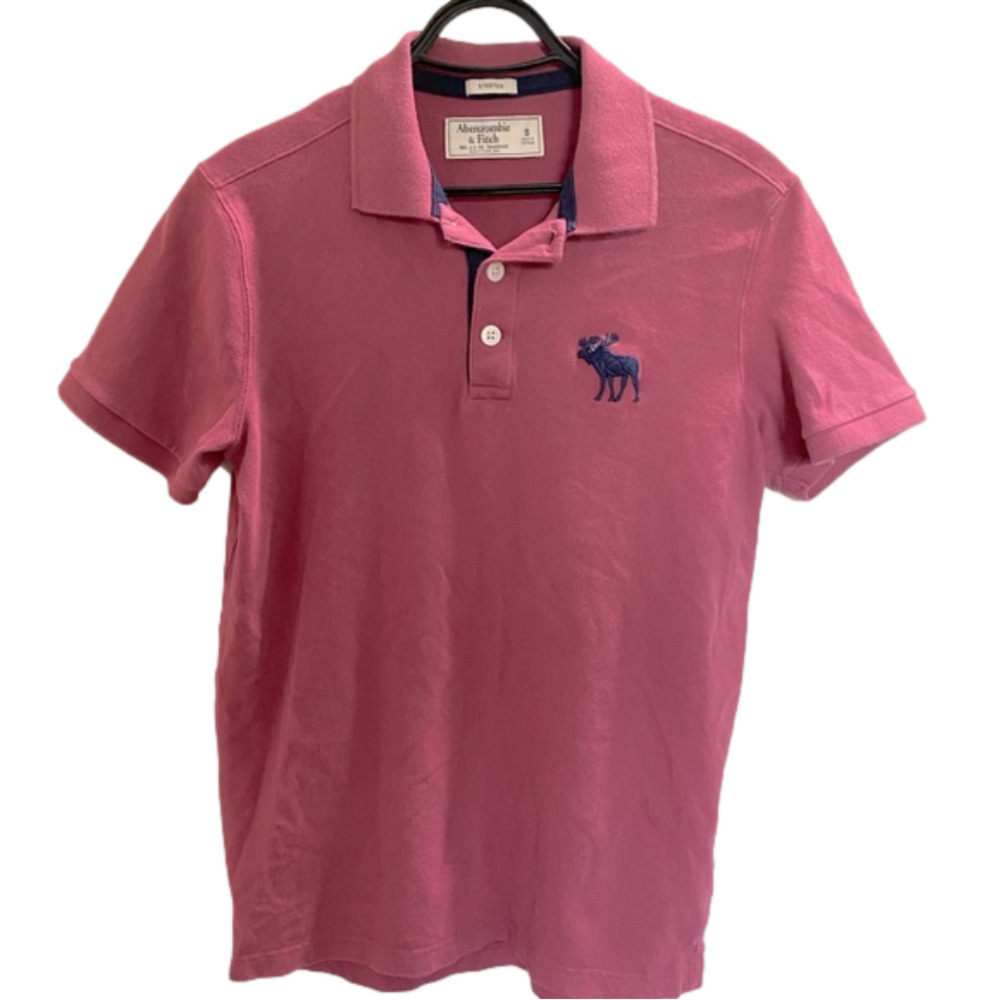 Abercrombie & Fitch Polo Shirt Mens Small Red Pink Golf Blue Moose Rugby Preppy